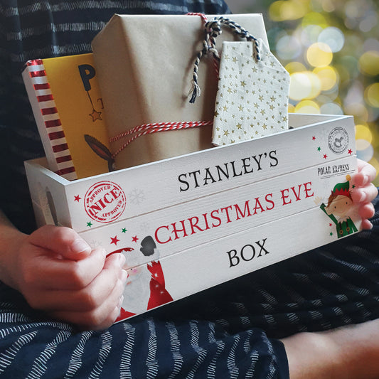 Personalised Christmas White Wooden Crate