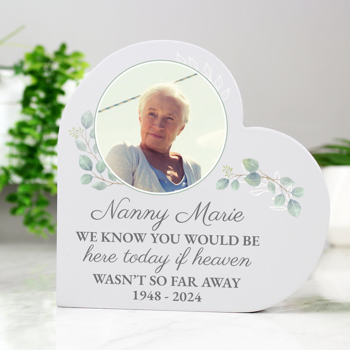 Personalised Photo Upload Wedding Memory Table Heart Ornament