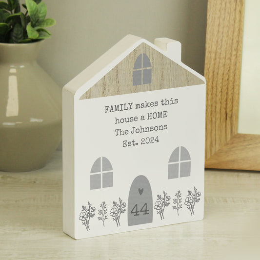 Personalised Grey Wooden House Ornament