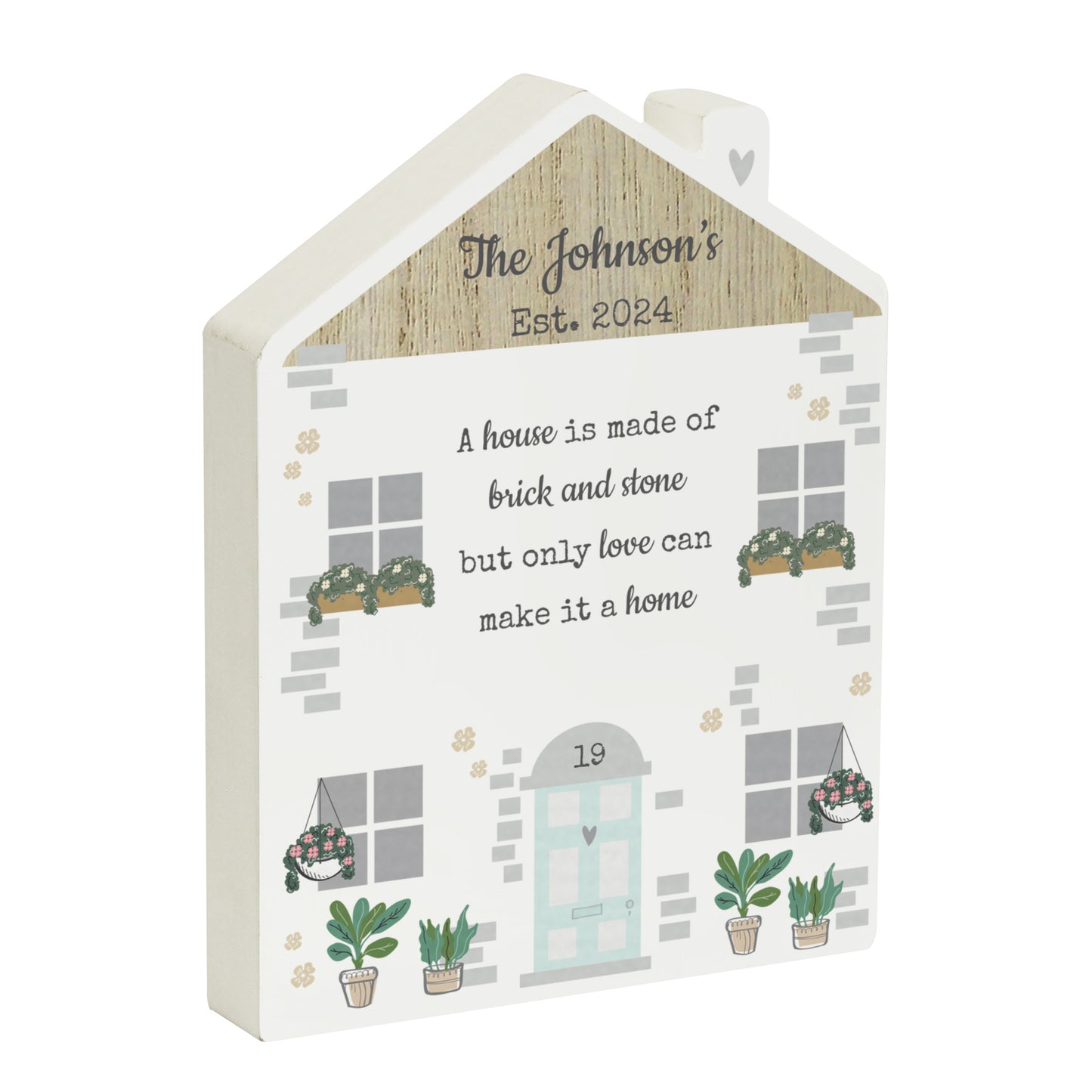 Personalised Love Makes A Home Wooden House Ornament