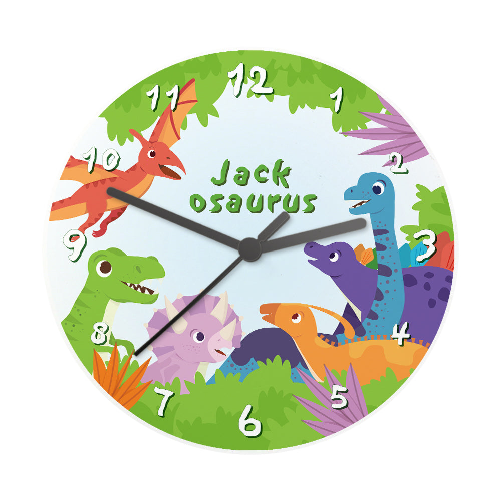 Personalised Dinosaur Wooden Childrens Clock