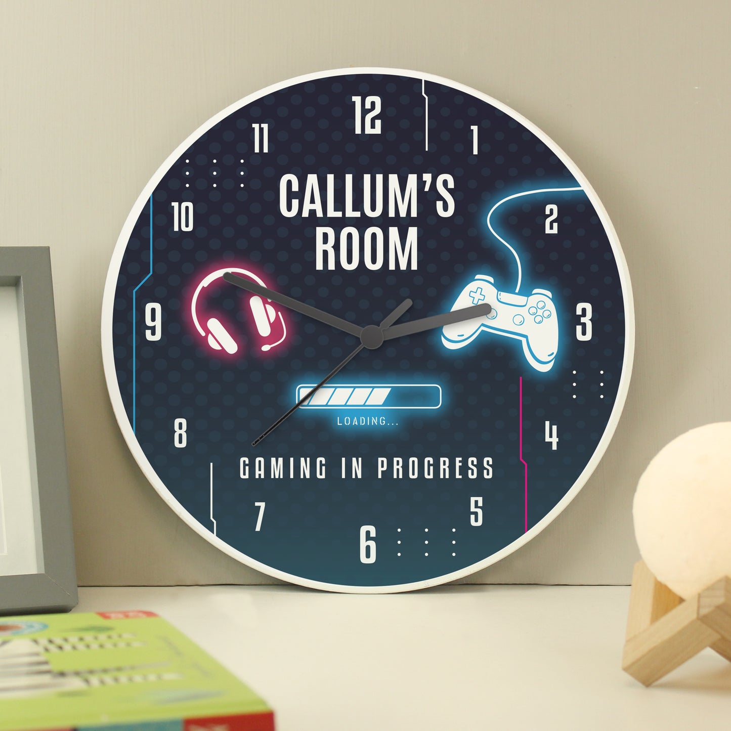 Personalised Gaming Wooden Childrens Clock