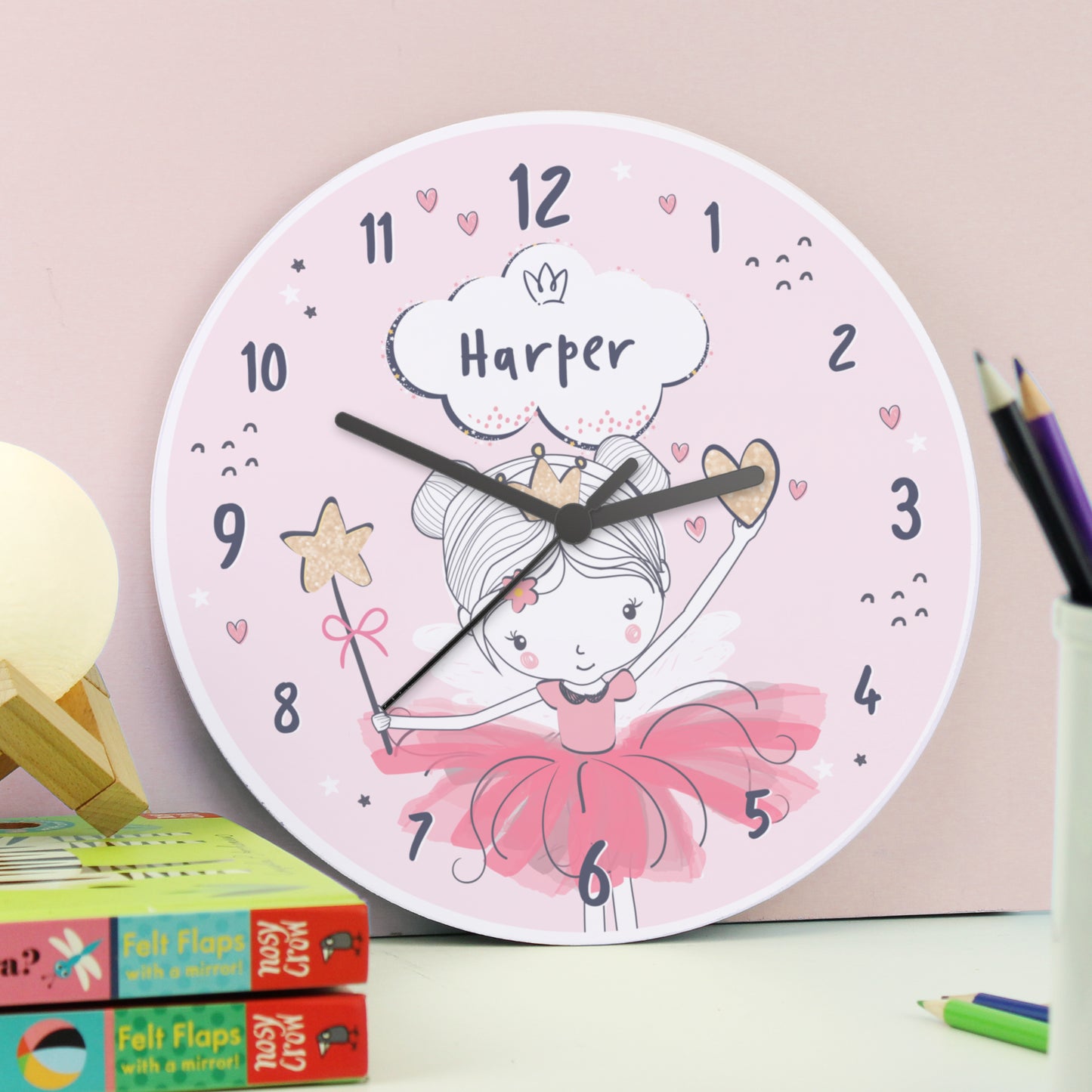 Personalised Fairy Wooden Childrens Clock