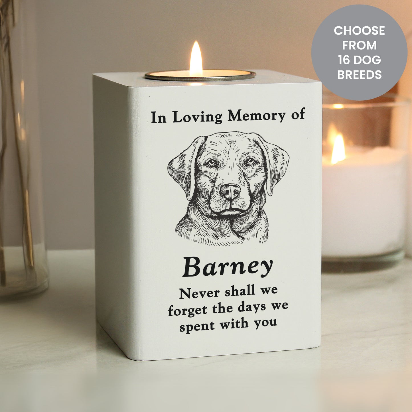 Personalised Dog Breed Memorial Tealight Holder