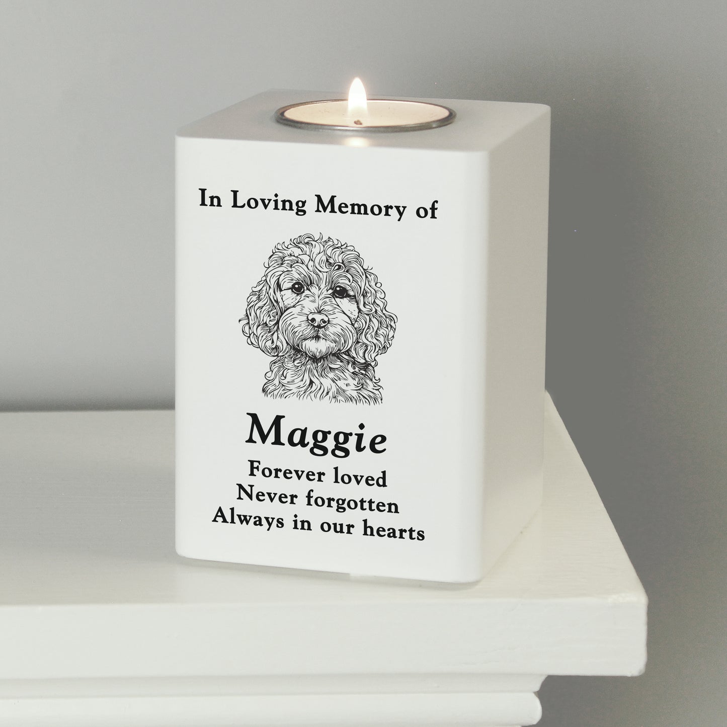 Personalised Dog Breed Memorial Tealight Holder