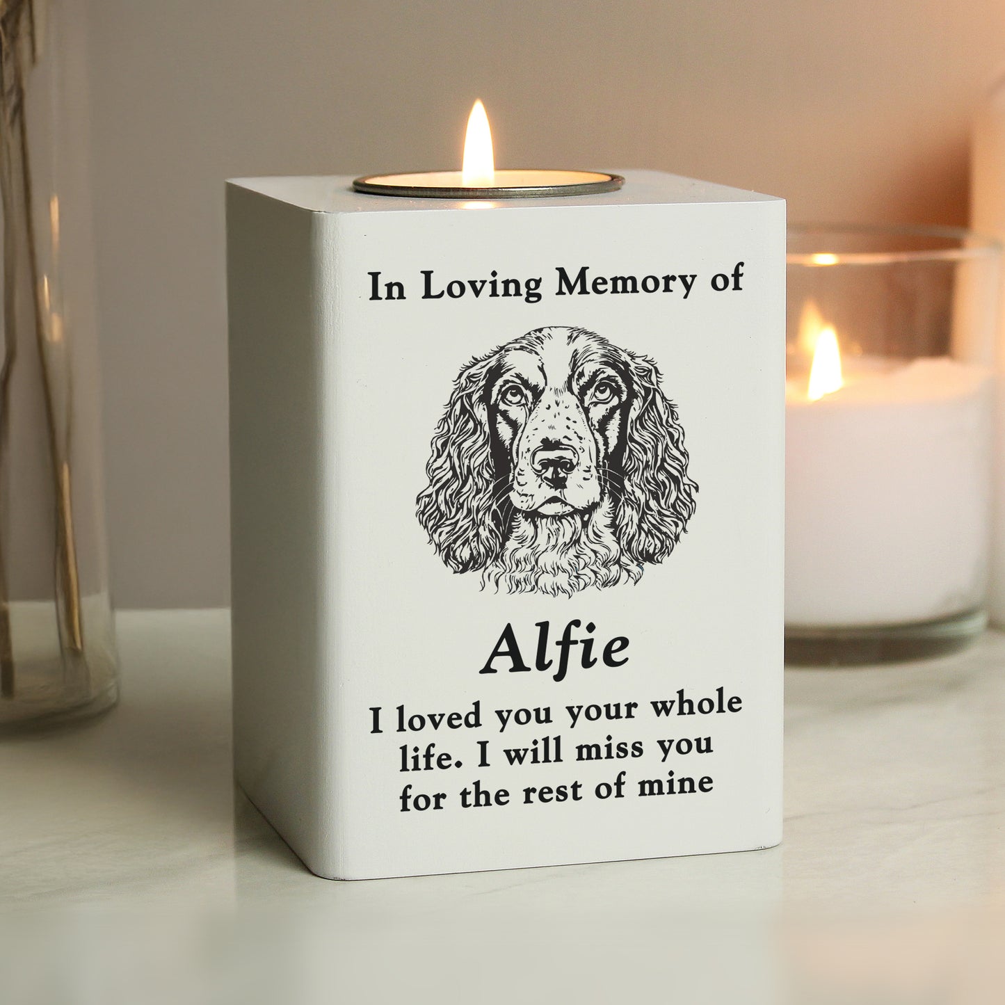 Personalised Dog Breed Memorial Tealight Holder