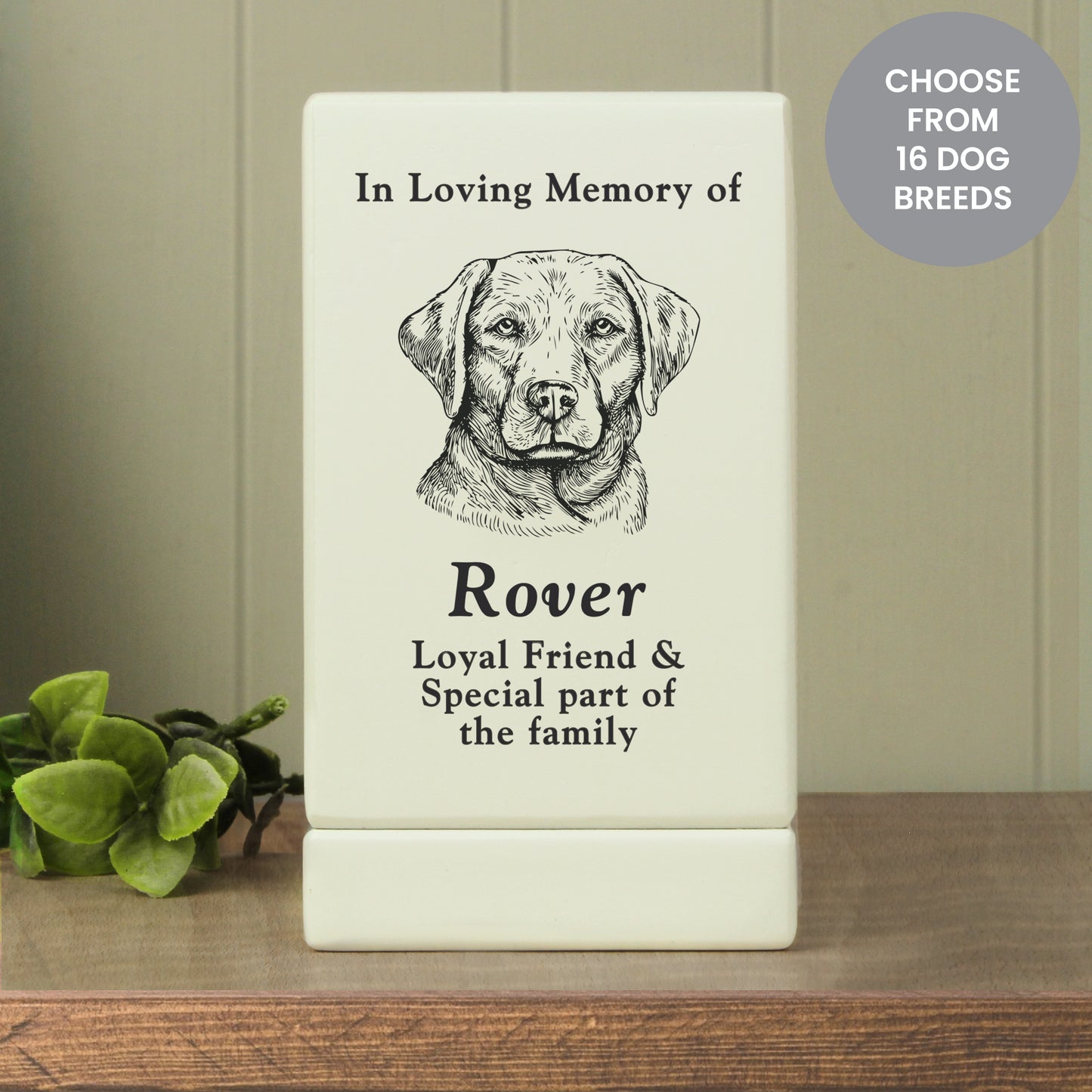 Personalised Dog Breed Small Memorial Urn