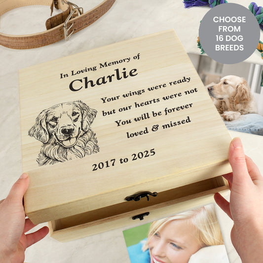 Personalised Dog Breed Memorial Large Keepsake Box