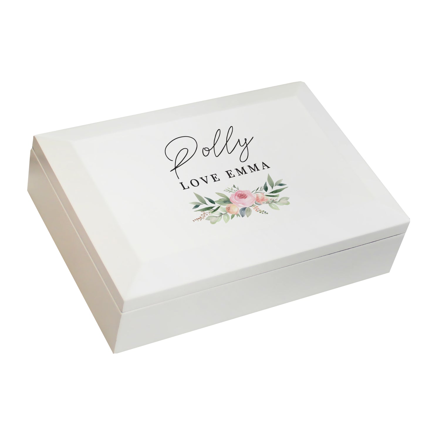 Personalised Floral Wooden Jewellery Box