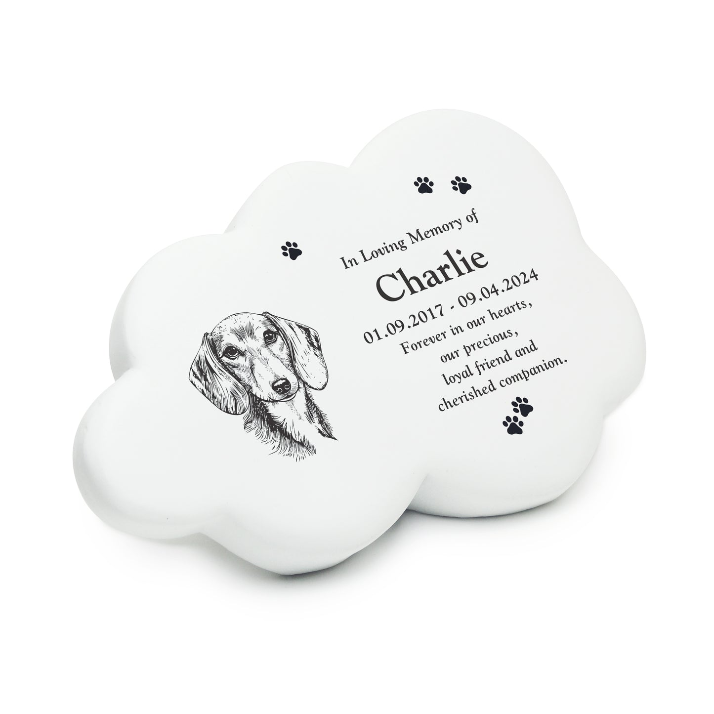 Personalised Dog Breed Garden Memorial Cloud