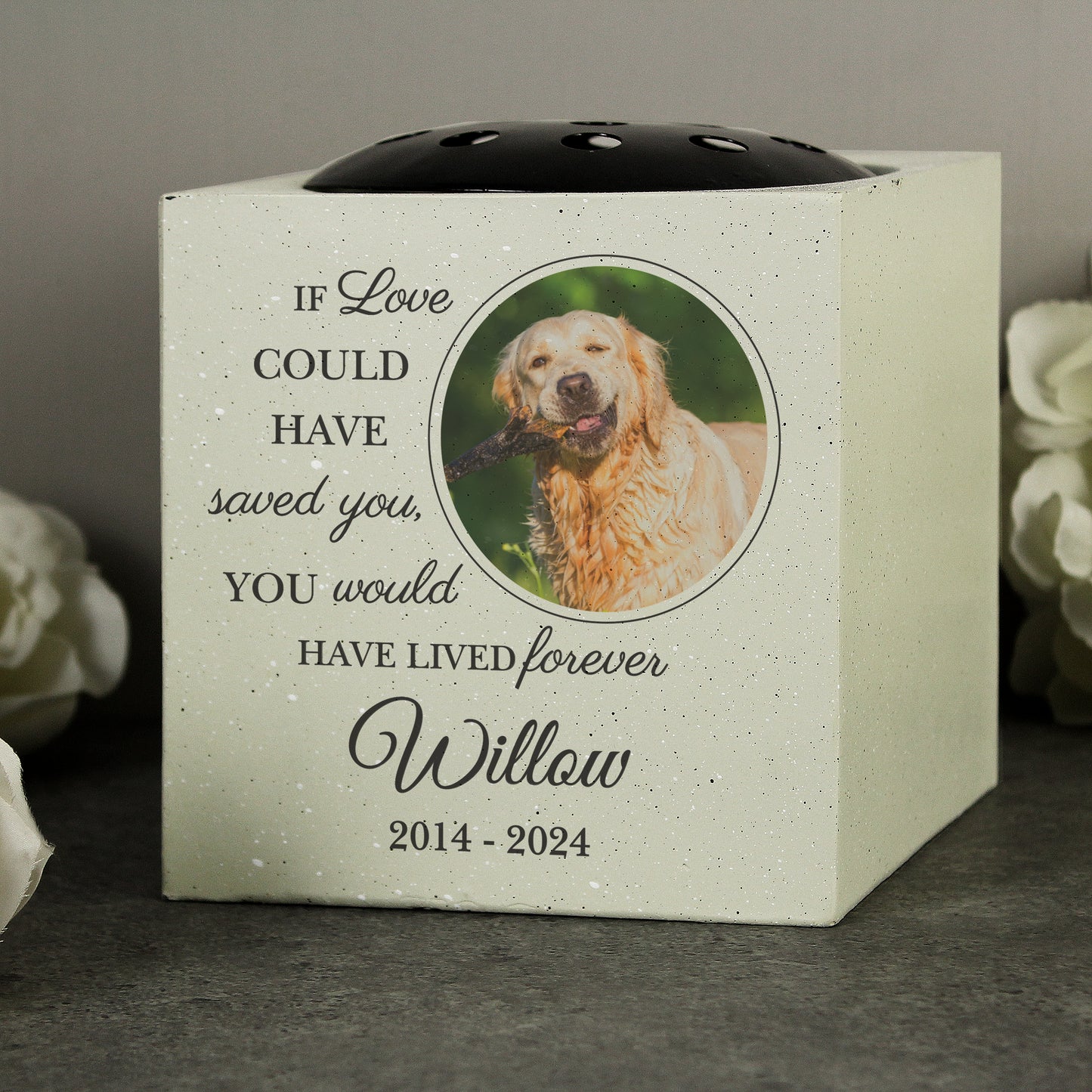 Personalised Pet Photo Upload Memorial Garden Vase