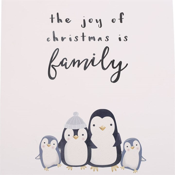 Joy Of Christmas Penguin Family Hanging Sign