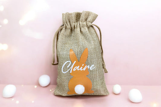 Personalised Easter Bunny Jute Bag & Chocolate