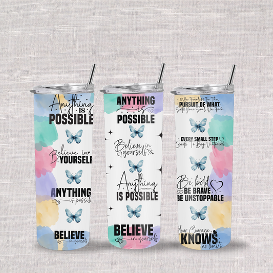 Positive Affirmations - 20oz Stainless Steel Skinny Tumbler