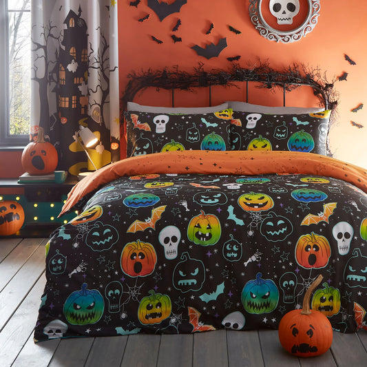 Scary Pumpkins Duvet Cover Set - Glow in The Dark