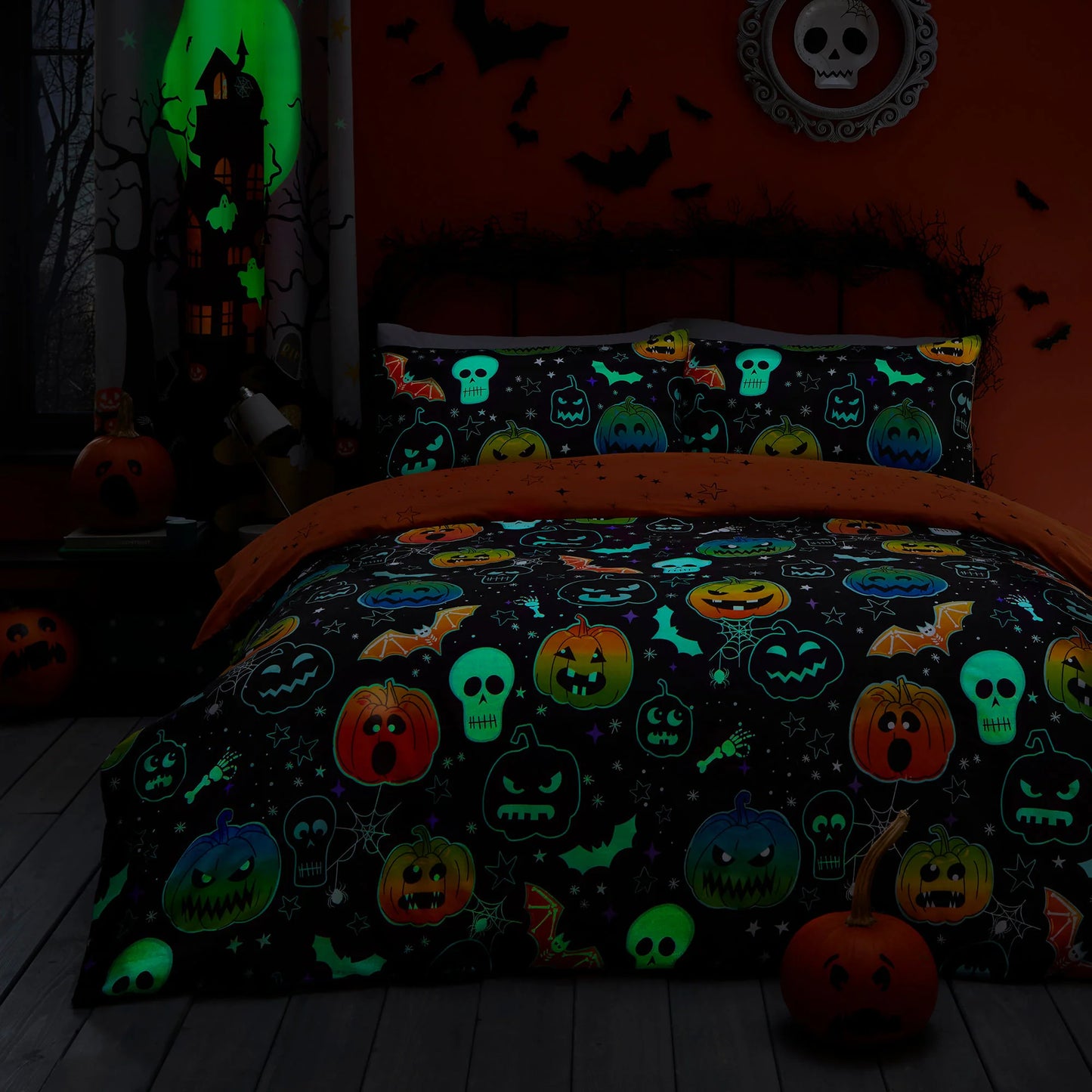 Scary Pumpkins Duvet Cover Set - Glow in The Dark