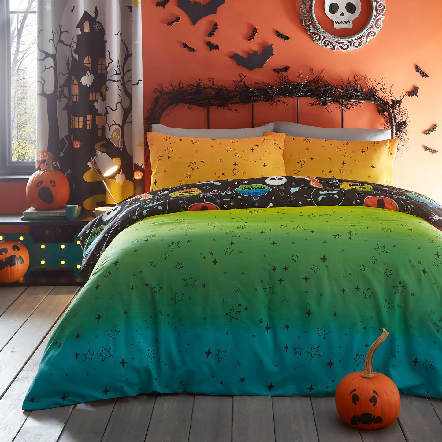 Scary Pumpkins Duvet Cover Set - Glow in The Dark