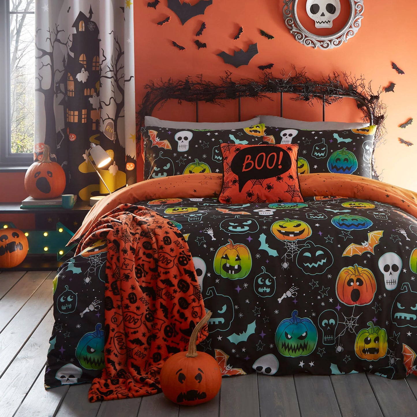 Scary Pumpkins Duvet Cover Set - Glow in The Dark