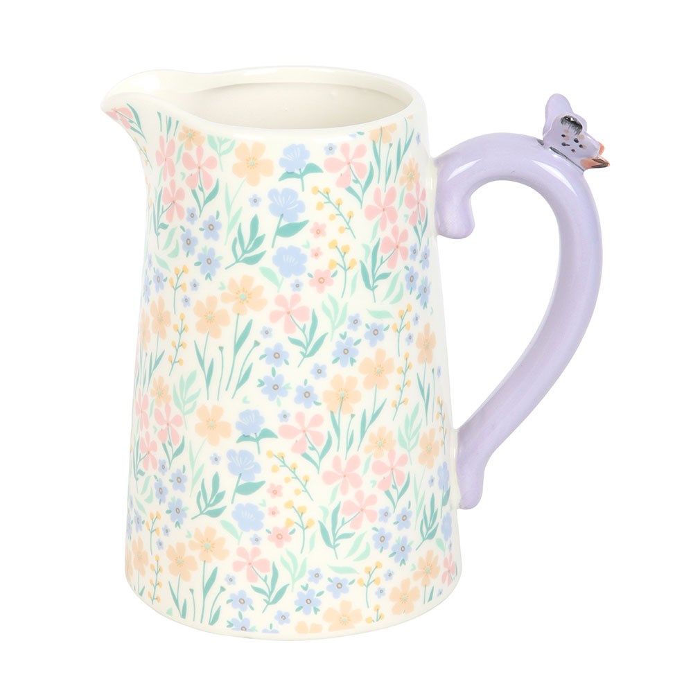 Ditsy Floral Ceramic Flower Jug With Butterfly