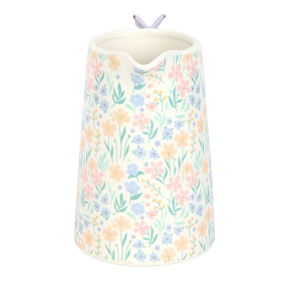 Ditsy Floral Ceramic Flower Jug With Butterfly