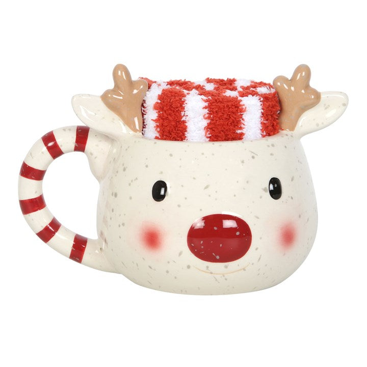 Rudolph Reindeer Mug & Socks Gift Set