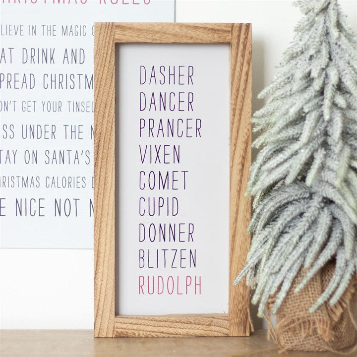 Reindeer Names Wooden Sign