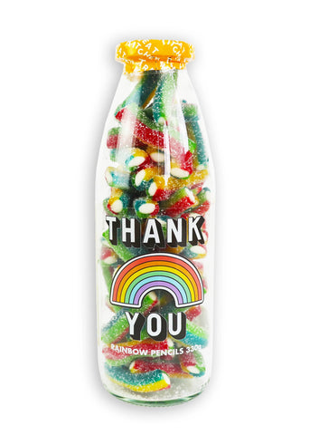 'Thank You' Fizzy Rainbow Pencils Sweet Bottle