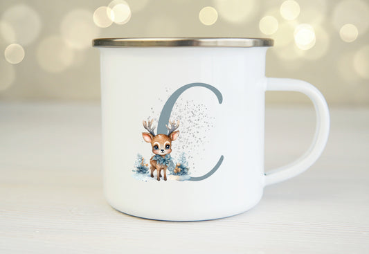 Children's Reindeer Initial Mug