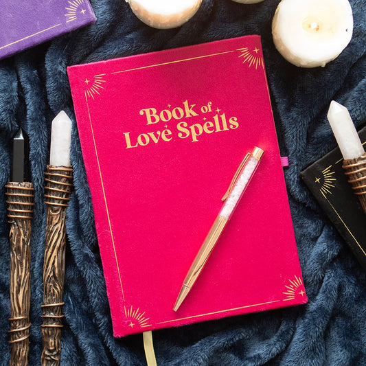 Book Of Love Spells Journal With Rose Quartz Crystal Pen