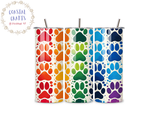 Watercolour Paw Print - 20oz Stainless Steel Skinny Tumbler