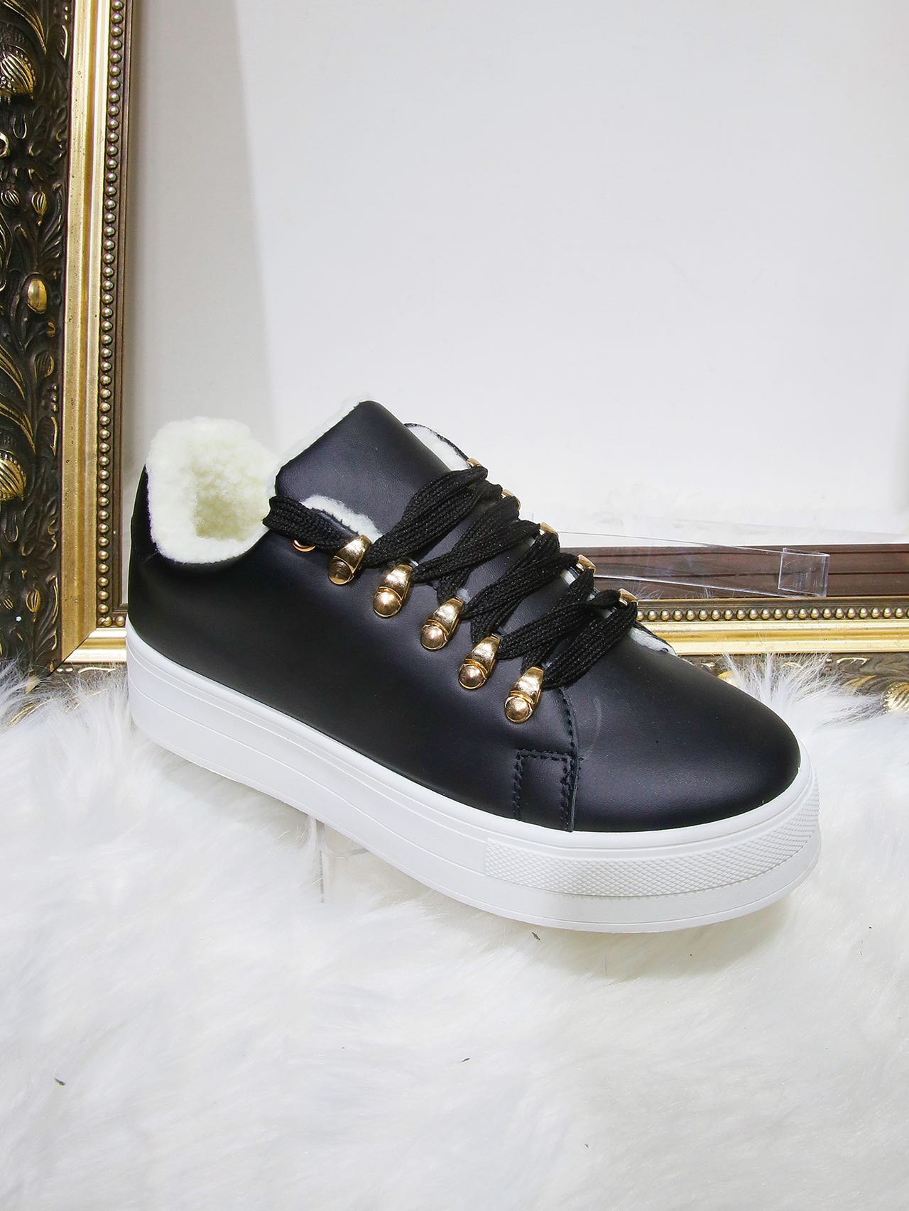 Faux Leather Chunky Lace Up Trainer