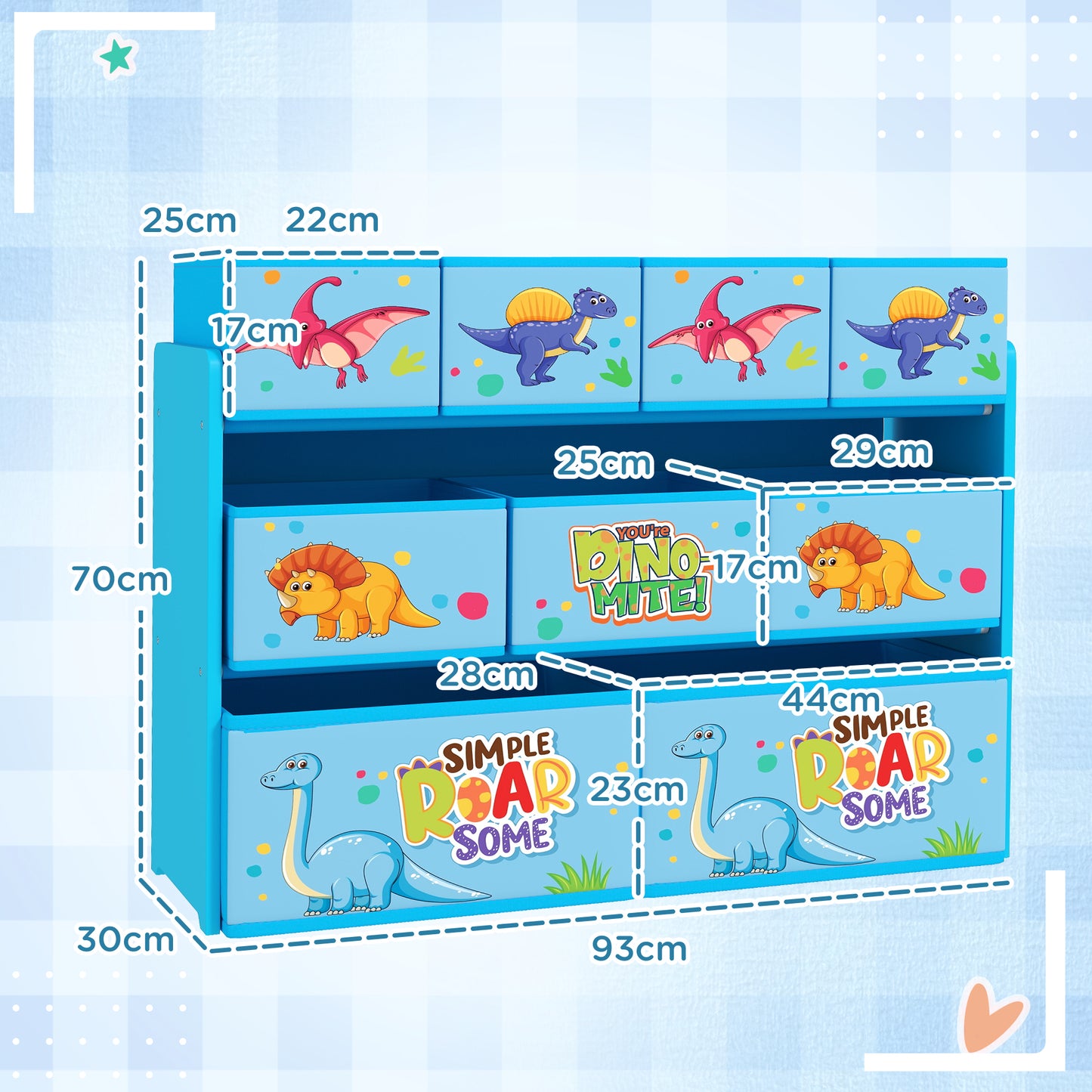 3-Tier Kids Storage Unit with 9 Non-Woven Fabric Boxes