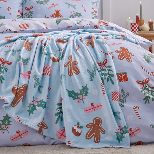 Christmas Gingerbread Fleece Throw