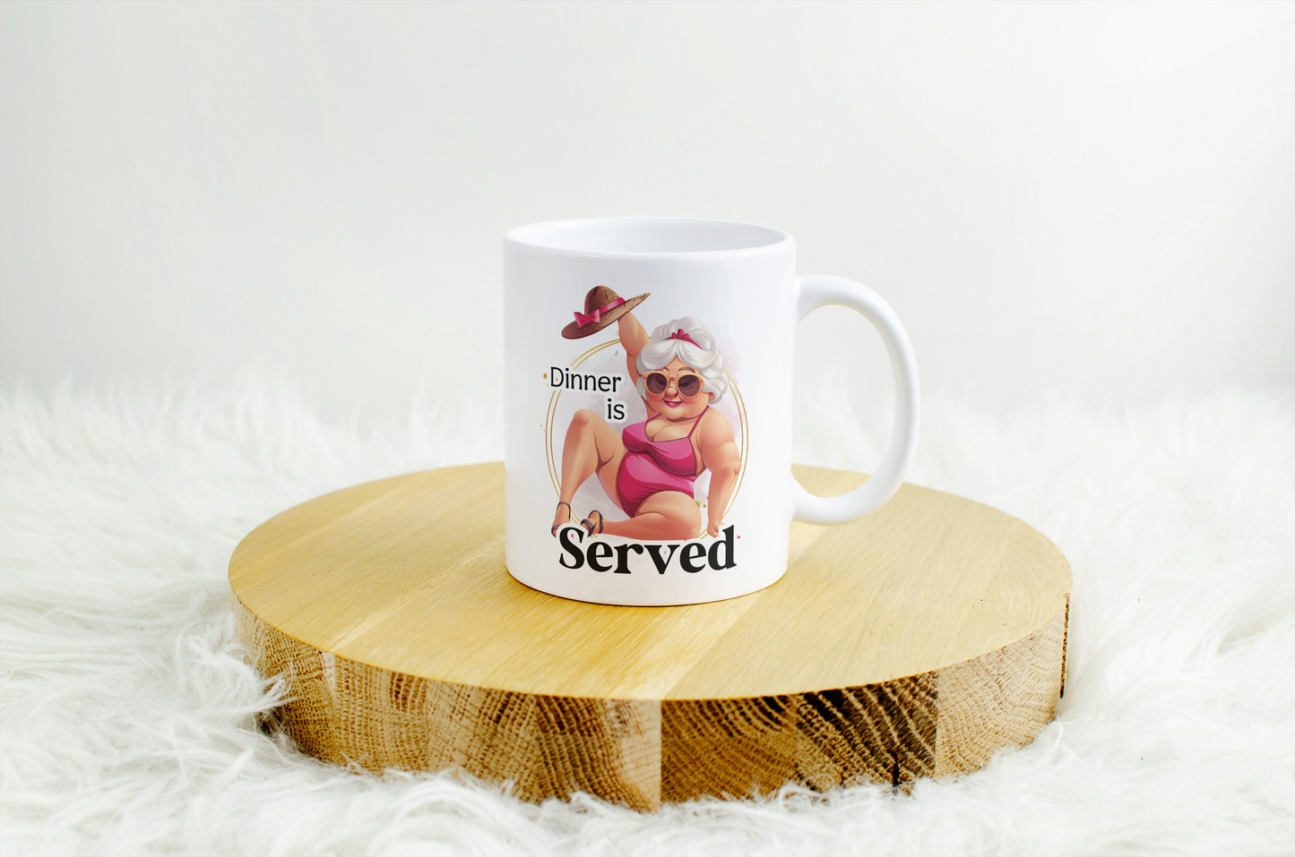 Rude Granny Humour Mug - Dinner is Served!