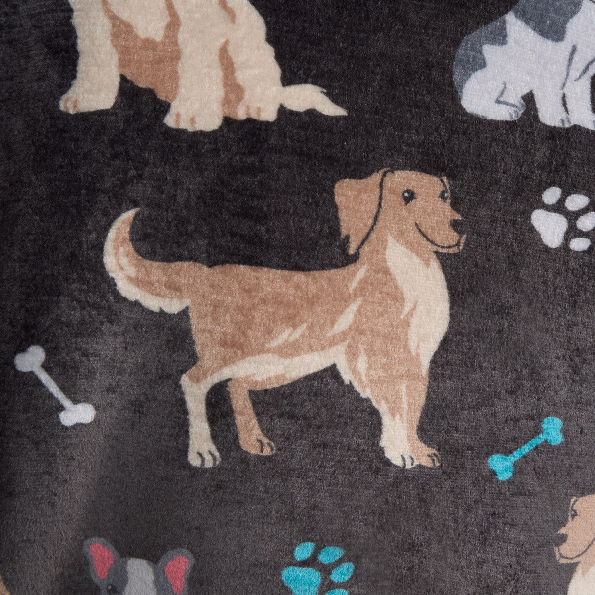 Adults Dog Print Hoodie Blanket - Charcoal