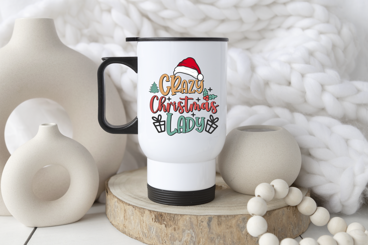 Crazy Christmas Lady Mug or Travel Mug