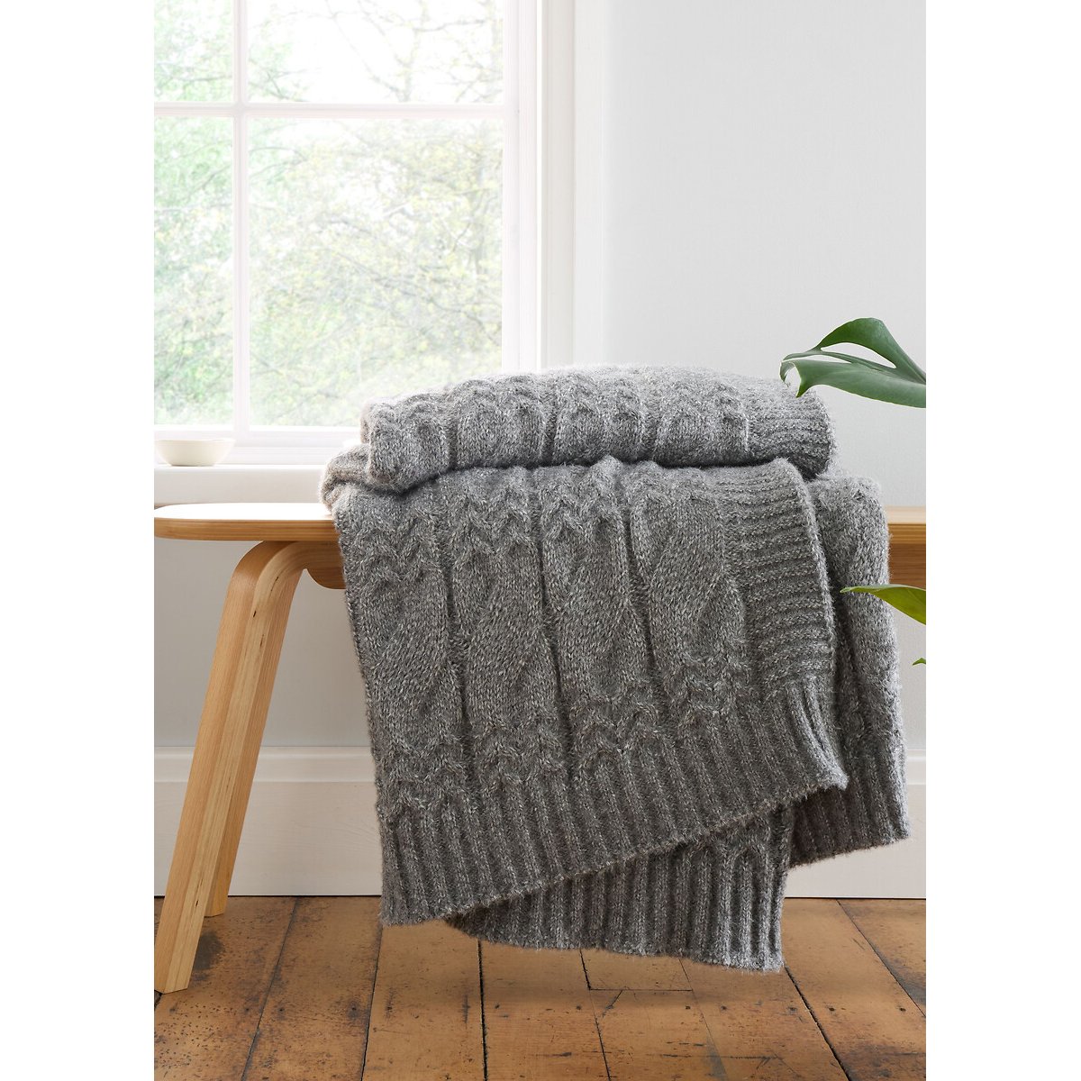 Cosy Soft Cable Knit Blanket Throw in 3 Colour Options