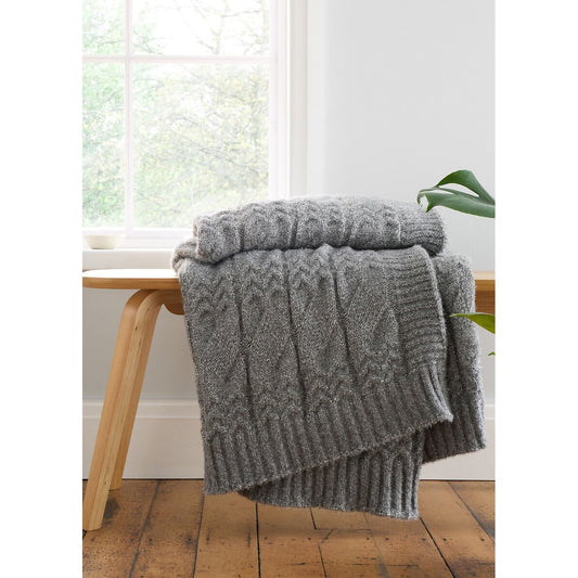 Cosy Soft Cable Knit Blanket Throw in 3 Colour Options