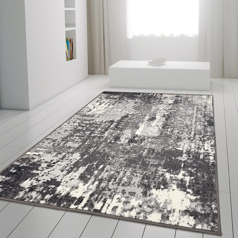 Marble Abstract Rug Grey Distressed Pattern Soft Carpet Rug