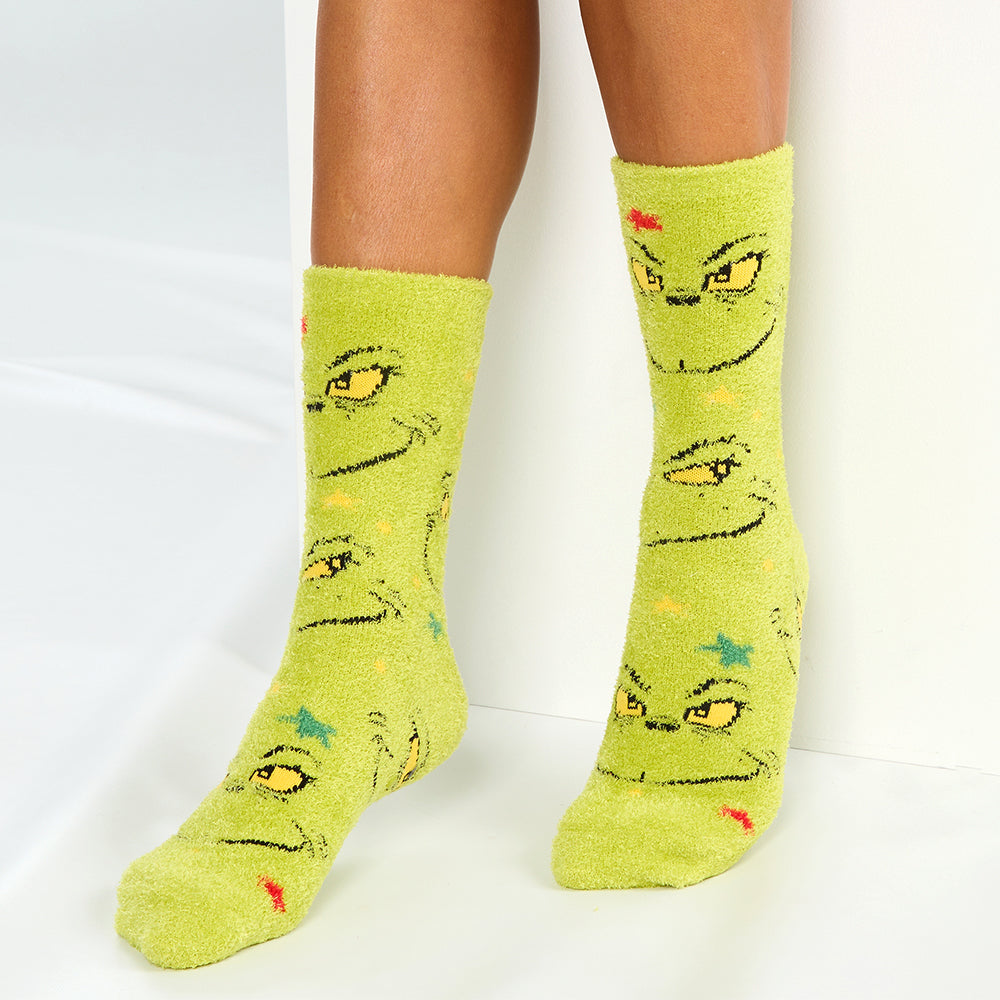 Ladies Santa Grinch Fluffy Socks - 2 Designs