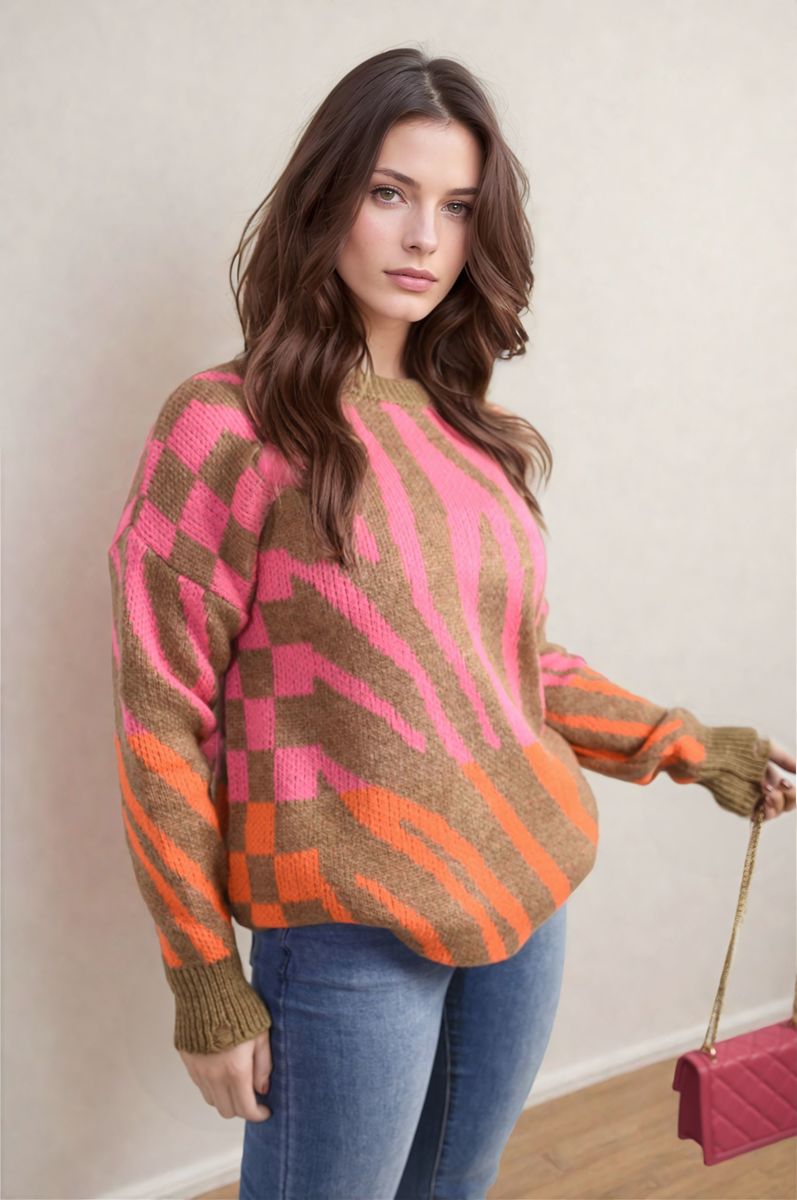 Zebra Stripe Knitted Jumper