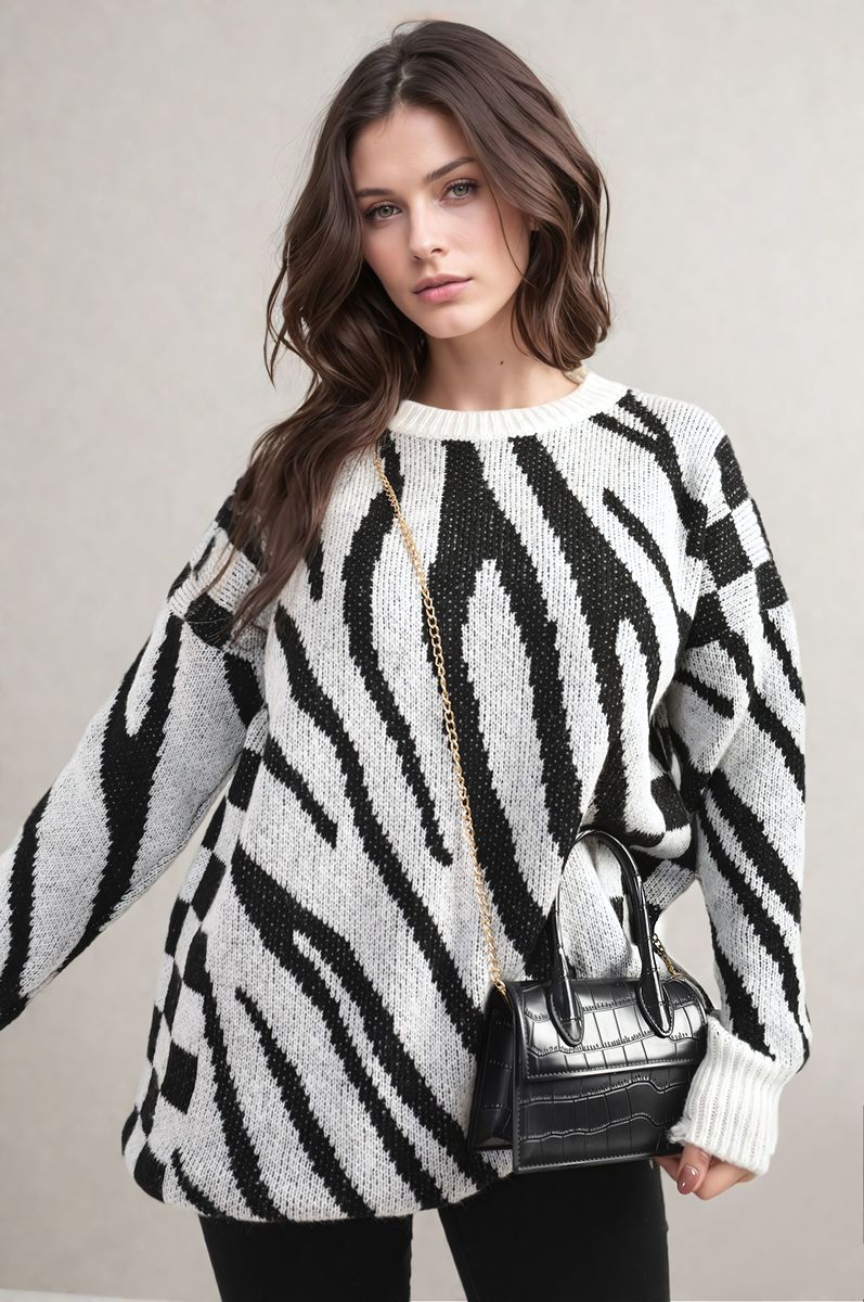 Zebra Stripe Knitted Jumper