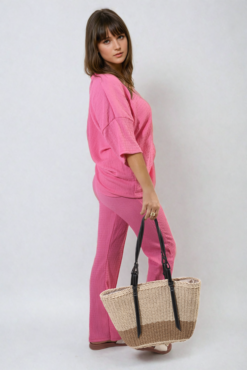 Cheesecloth Pattern Top and Trouser Co-ord Set