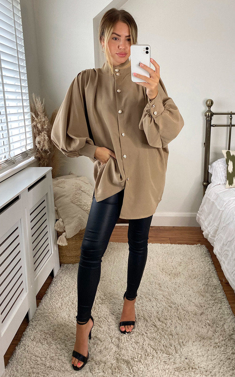 Oversized High Neck Shirt