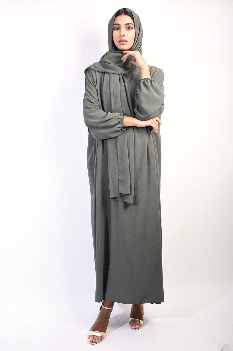 Long Sleeve Closed Abaya Maxi Dress