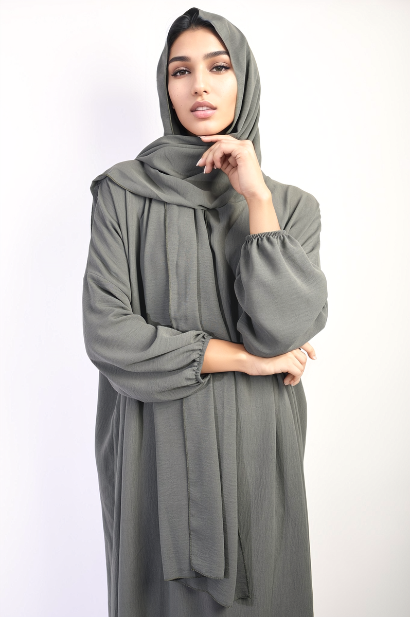 Long Sleeve Closed Abaya Maxi Dress