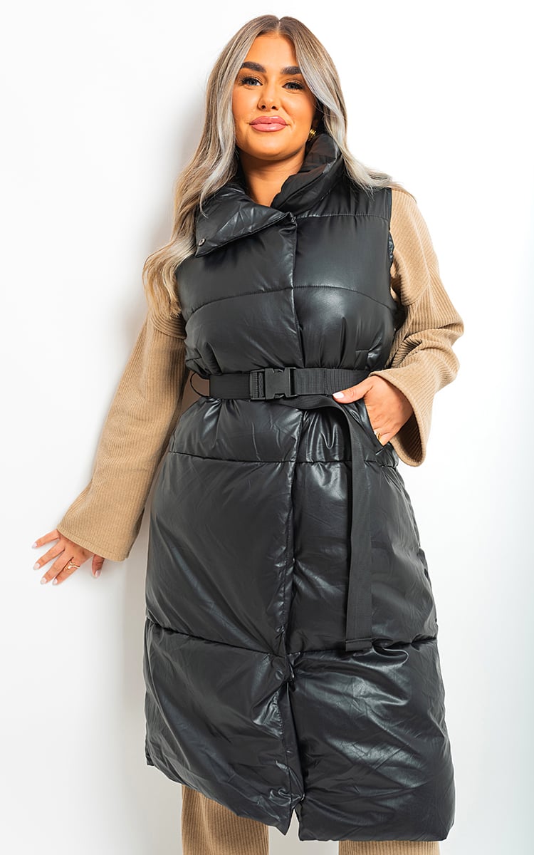 Belted Long Puffer Gilet