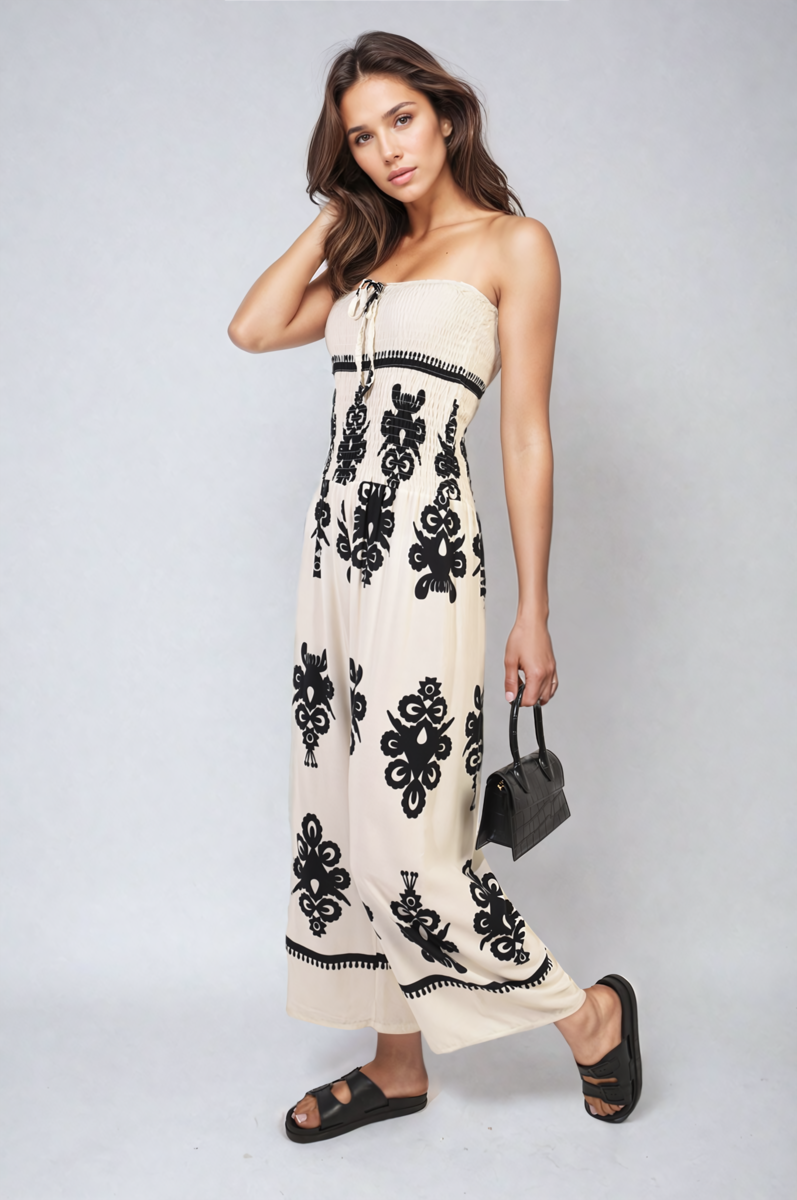 Printed Strapless Jumpsuit