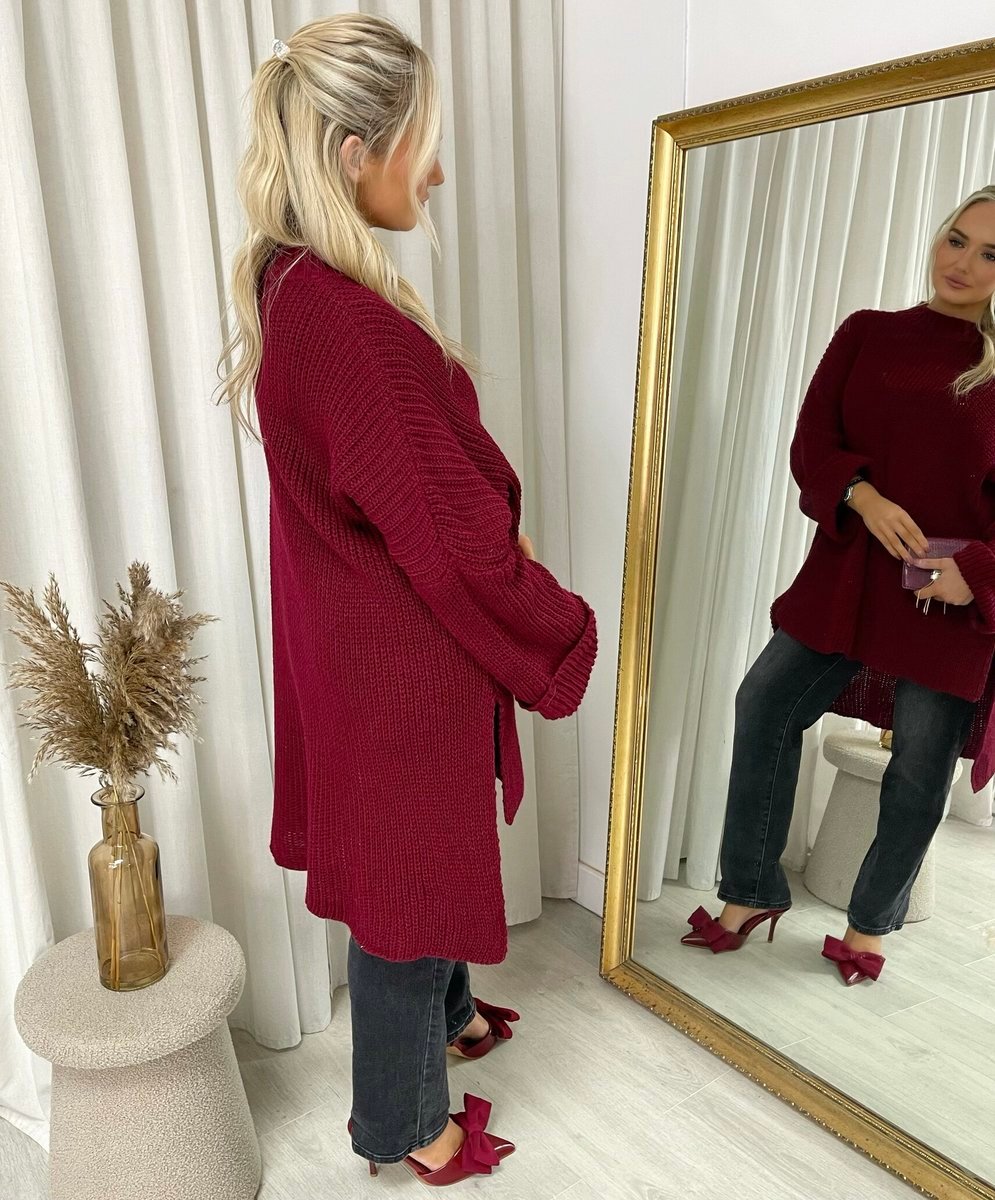 High Neck Oversized Long Sleeve Knitted Jumper