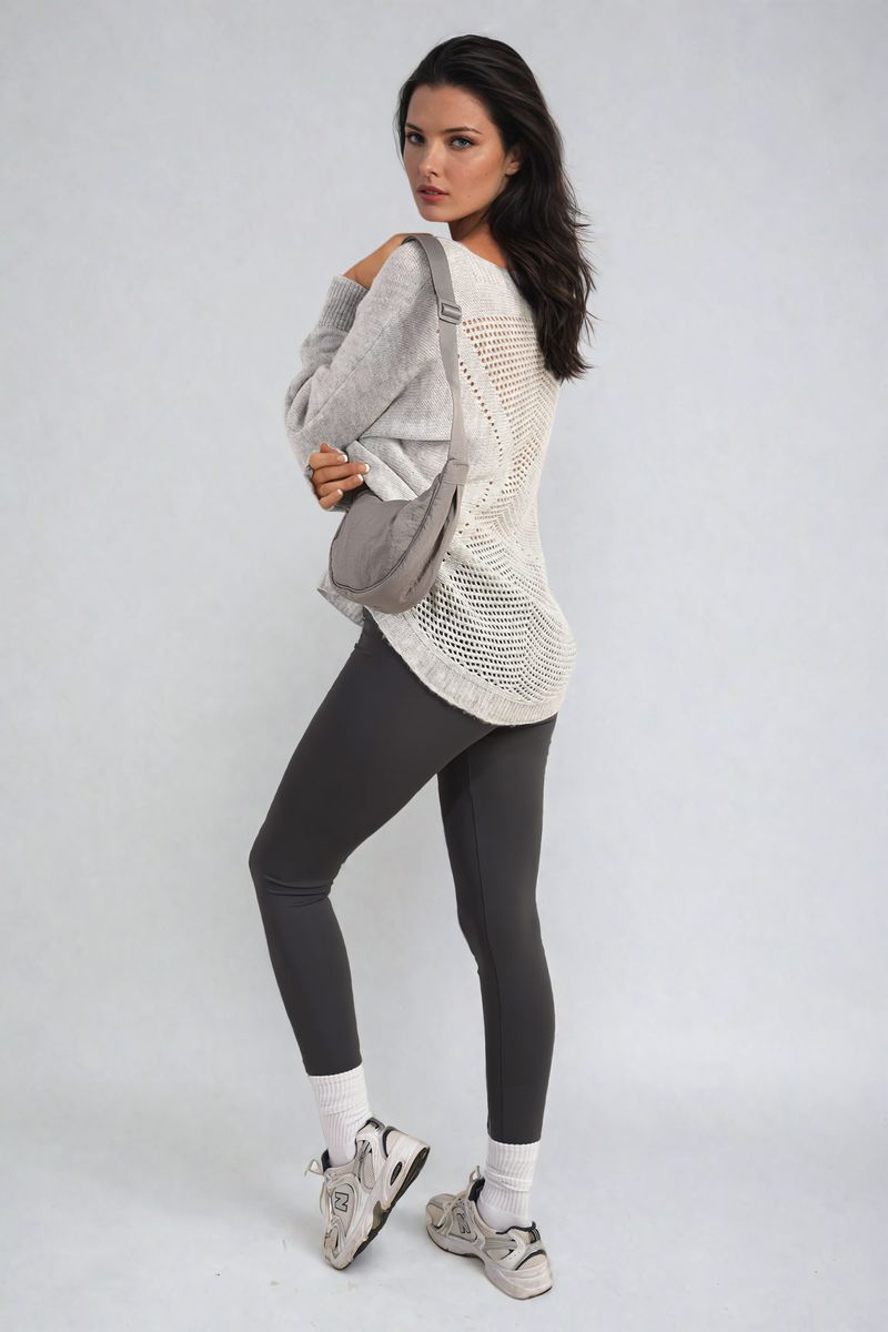 Crew Neck Back Patterned Knitted Jumper